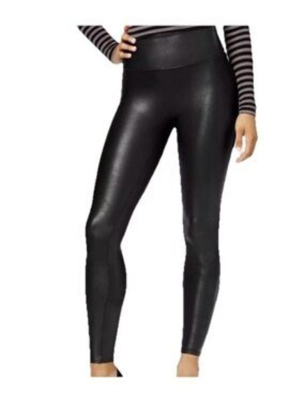 Spanx Black Faux Leather Biker Leggings Size 1X